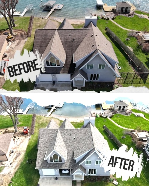 Before and after aerial drone photography